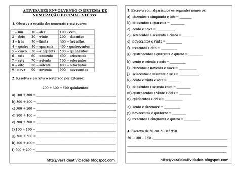 Atividades Sobre Sistema De Numeração Decimal - NAZAEDU