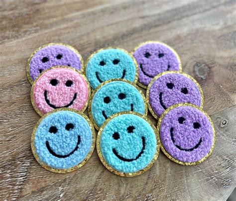 Chenille Patch Smiley Face Iron On Chenille Patch Smile Iron On Patch