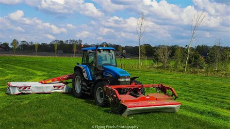 Eerste Snede Gras Maaien Mowing 1st Cut New Holland TM 120 Kuhn