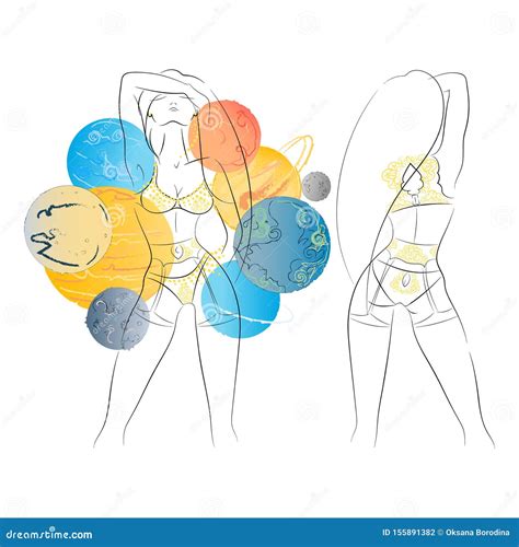 A Garota De Lingerie E Meias De Cabelo Comprido Silhuette De Uma Mulher Frente E Verso