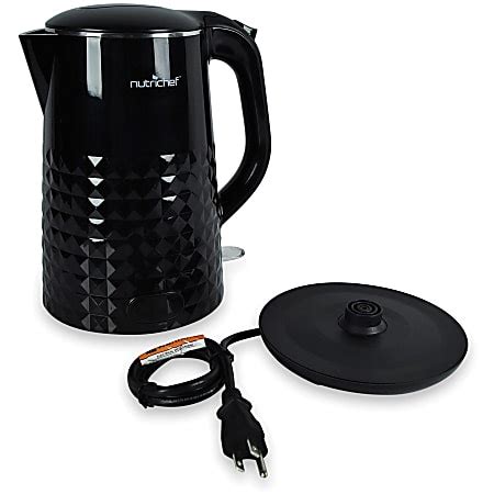 NutriChef Electric Kitchen Kettle Cordless Water Boiling Hot Pot Black 1000 W 1 50 Quart Black