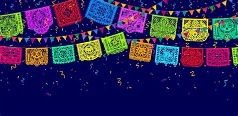 Vetores De Papel Mexicano Picado Papel Cortado Bandeiras E Banners E