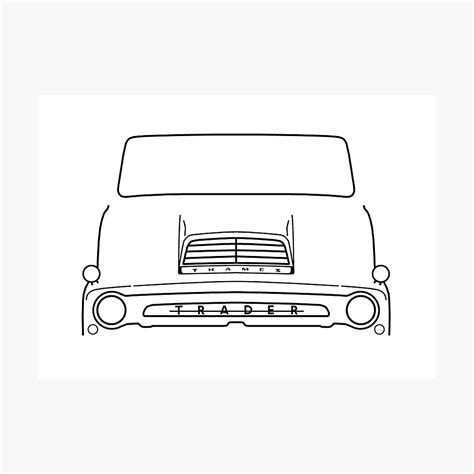 Vintage Thames Trader Lorry Black Outline Graphic Lorry Sticker