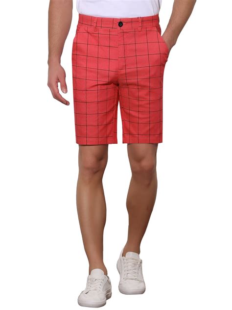 Lars Amadeus Mens Summer Plaid Shorts Slim Fit Dress Checked Short
