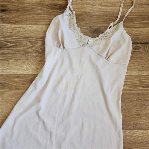 The Perfect Nude Slip Dress Lace Trim Around Cups Depop
