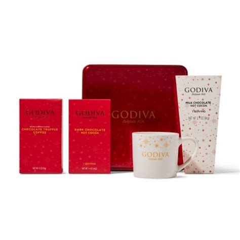 Godiva Hot Chocolate And Coffee Set Includes Mug Cocao Packets Packet Of Truffle Coffee
