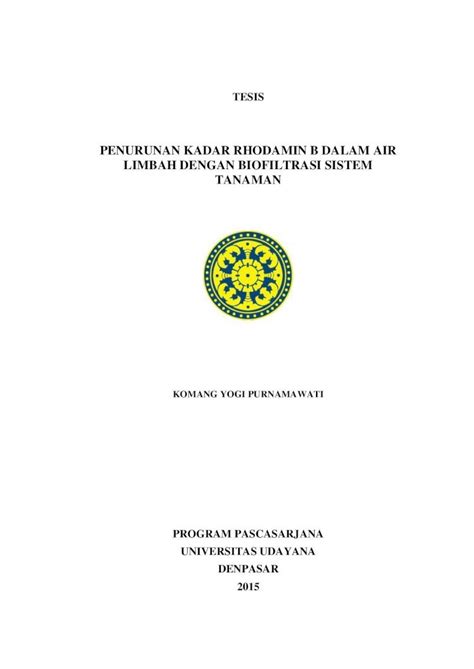 Pdf Penurunan Kadar Rhodamin B Dalam Air Limbah Dengan Biofiltrasi