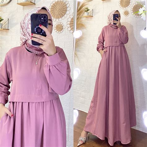 Mikayla New Gamis Sakila Premium Super Elegan Muslim Dress Sakila