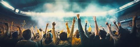 premium photo crowd  sports fans cheering   match