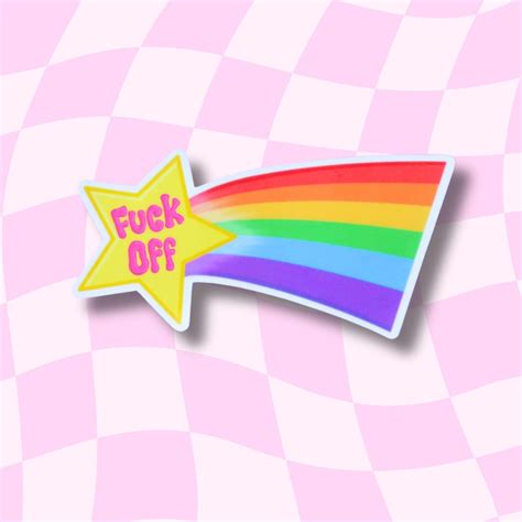 Vulgar Fuck Off Rainbow Vinyl Sticker Y K Sticker S Nostalgia Rainbow
