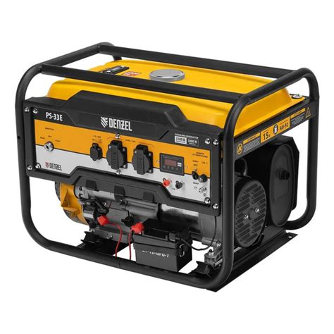 Генератор бензиновый PS-33E, 3.3 кВт, 230В, 15 л, электростартер Denzel ...