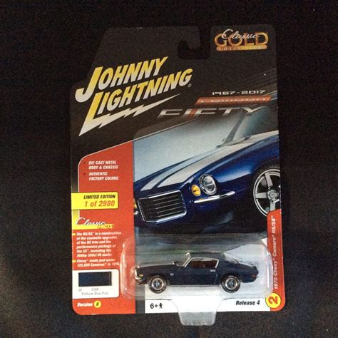 Johnny Lightning Blue 1970 Chevy Camaro Rsss Diecast Car