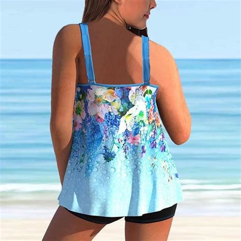 Tankini Femme Sexy Maillot De Bain Pi Ces Push Up Imprim Bikini Swimwear Argile Blanc