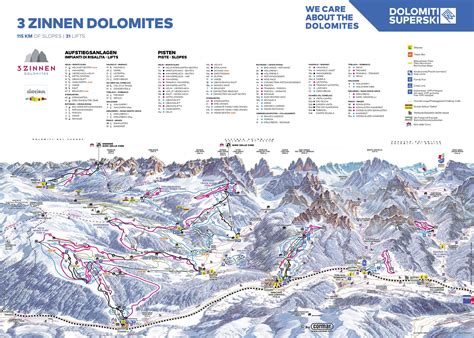 Three Peaks Dreizinnen Dolomites Piste Maps