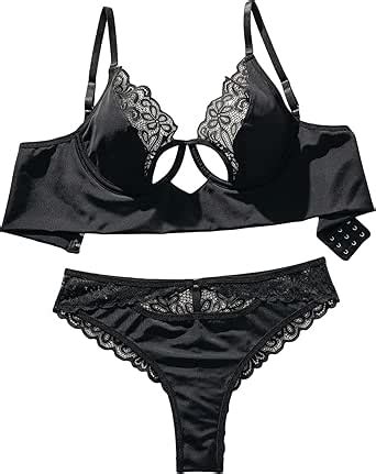 Amazon Sweatyrocks Women S Piece Lingerie Set Floral Lace Cut Out Bra And Panty Underwear