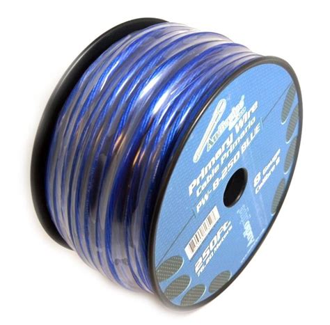 AUDIOPIPE 8 GA GAUGE BLUE POWER GROUND WIRE CABLE CAR AUDIO AMP 250FT SPOOL