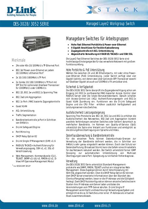 D-link DES-3028 series, DES-3052 series BROCHURE