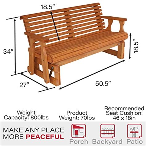 Amish Heavy Duty 800 Lb Roll Back Pressure Treated Porch Glider 4 Foot