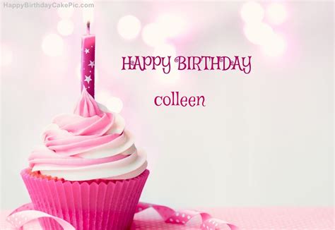 ️ Happy Birthday Cupcake Candle Pink Cake For Colleen