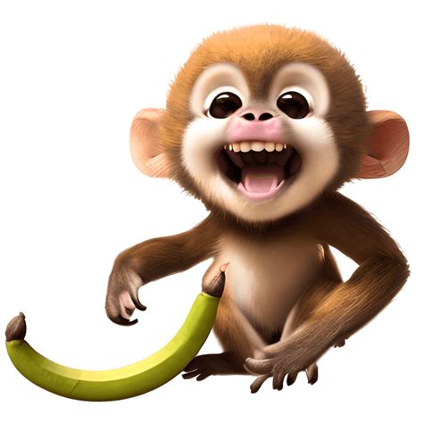 Baby Monkey Eating a Banana · Creative Fabrica