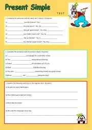 Present Simple Tense Test ESL Worksheet By Irenamarkovic