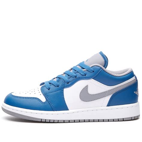 Air Jordan 1 Low Bg True Blue And Cement Grey End