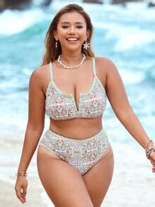 Swim Vcay Plus Size Pieces Printed Swimwear Sets Women Summer Holiday Bikini Swimwear Shein Usa