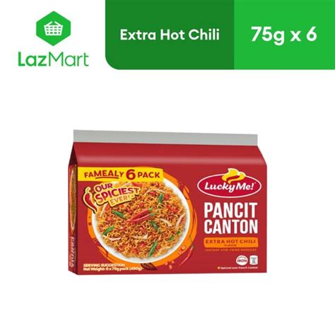 Lucky Me Pancit Canton Extra Hot Chili Multipack Dry Instant Noodles 75g X 6 Lazada PH