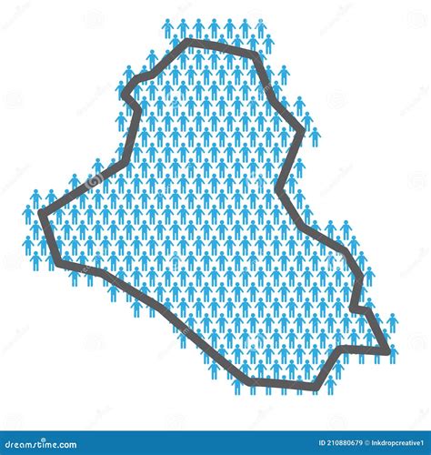 Iraq Population Map. Country Outline Made from People Figures Stock ...