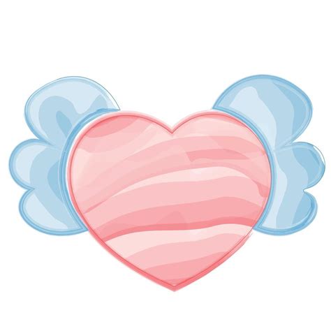 Heart with Wings. Draw illustration in watercolor 21054917 Vector Art ...