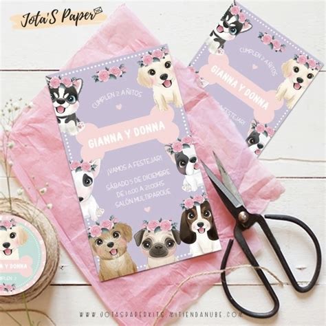 Invitacion Digital PERRITOS FLORAL Jotas Paper Kits