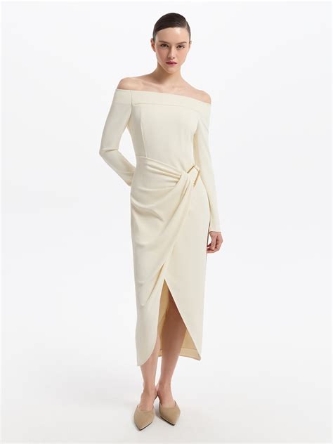 Платье миди с открытыми плечами 4153615516-60 - купить в интернет ...