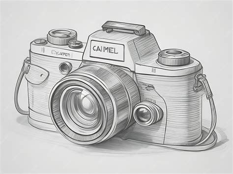 premium ai image  hand sketch camera drawing art