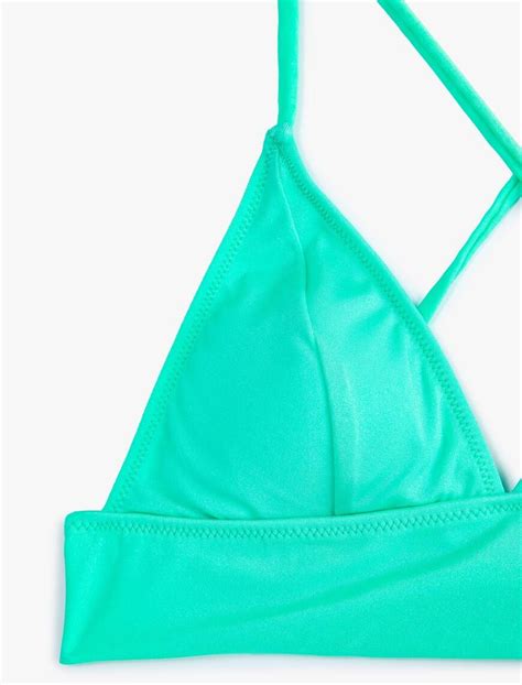 Yeşil Kadın Bikini Üstü Bralet Çapraz Askılı Kaplı 3SAK10129BM Koton