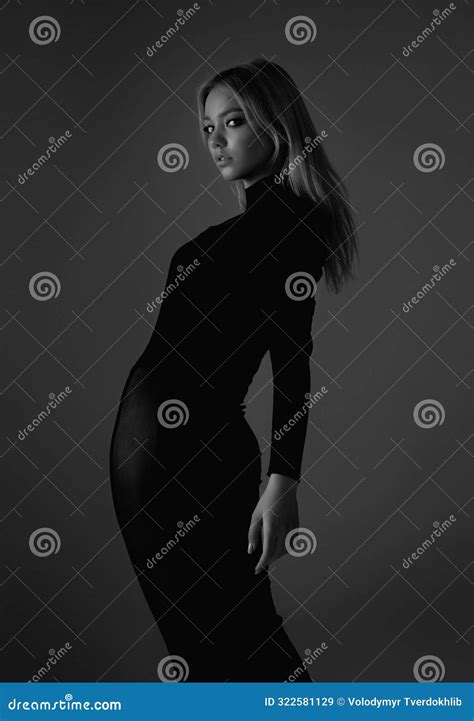 Attractive Woman Posing With Slim Body Beautiful Model Portrait