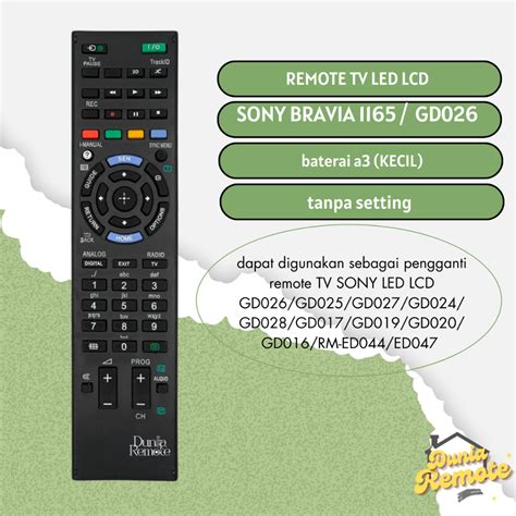 Jual Remot Remote Tv Sony Bravia Smart Led Lcd Tanpa Dus Non