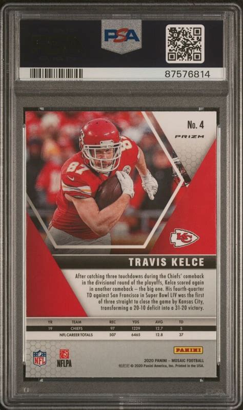 Travis Kelce 2020 Panini Mosaic Camo Pink Prizm 4 Chiefs PSA 10 EBay