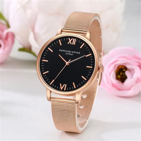 New Modern Fashion Rose Gold And Silver Gold Mesh Band Watches Women