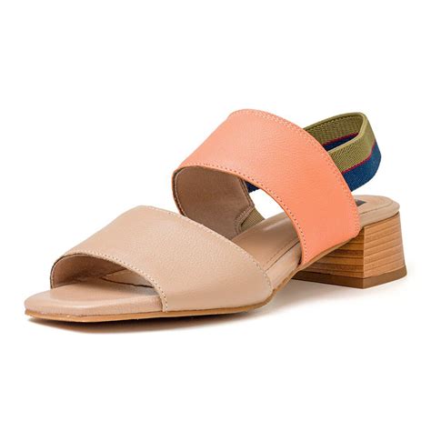 Sand Lia Salto Baixo Bloco Couro Leg Timo Cor Nude Loja Pierr Cal Ados Masculinos E Femininos