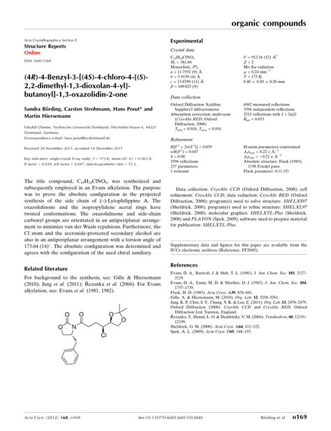 PDF 4R 4 Benzyl 3 4S 4 Chloro 4 S 2 2 Dimethyl 1 3 Dioxolan 4