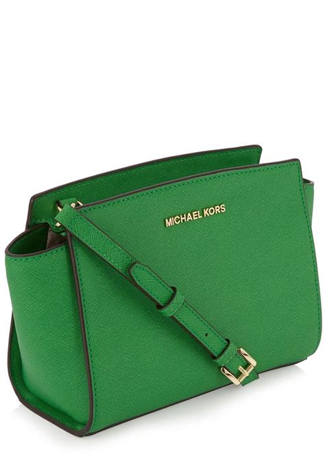 Michael Kors Selma Green Saffiano Crossbody Bag In Green Lyst