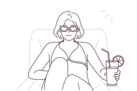 Frau Im Bikini Genie T Den Sommer Am Strand Premium Vektor