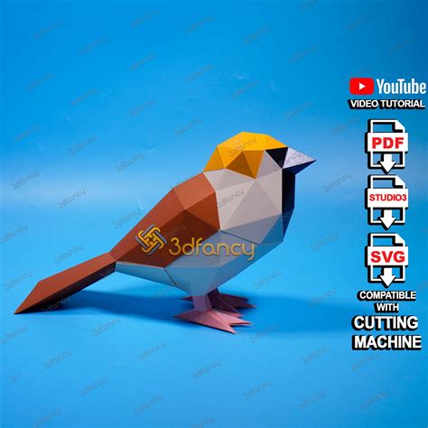 Papercraft Bird Sparrow Pdf For Printer Svg Template For Cricut Came 3dfancy