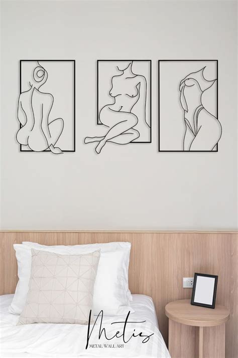 Metal Wall Art Woman Set Nude Female Body Wall Art Pieces Minimalist Metal Art Bedroom