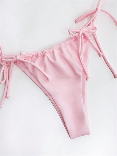 New Soft Solid Color Pink Backless Strap Micro Bikini Set For Women Sexy Beach Swimwear For