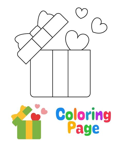 Página para colorear con caja de regalo para niños Vector Premium