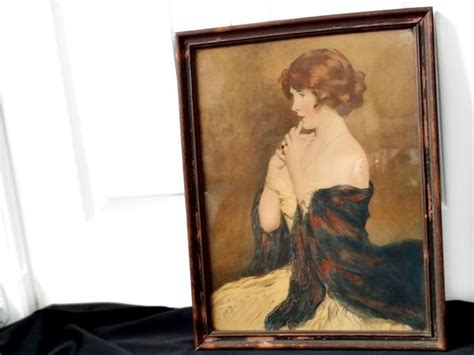 Risque Woman Art Print Bare Shoulders Young Redhead Lady Etsy