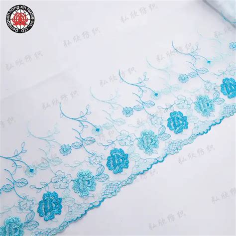 Ornamental Embroidered Lace Chiffon Lingerie Dress Fabric With Alternating Floral Patterns And