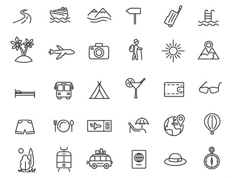Набор иконок для путешествий | Премиум векторы