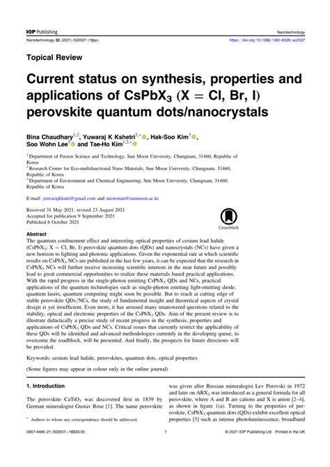 Current Status On Synthesis Properties And Applications Of Cspbx3 X